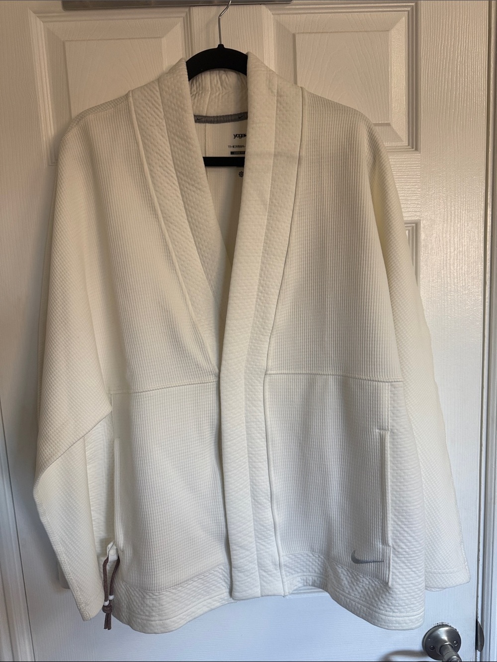 Nike Mens Large Yoga Therma Fit White Open-Front Quilted Jacket NWR